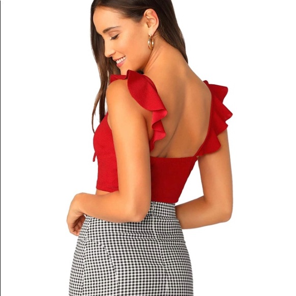 New Super Cute Red Crop Top - Picture 2 of 5